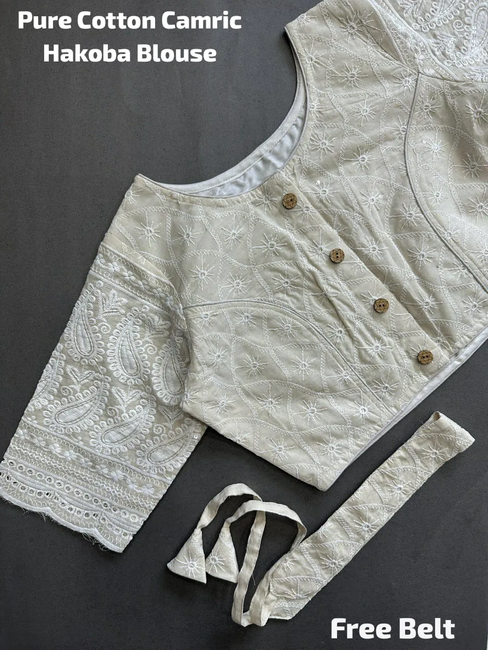 Beautiful Designer Pure Cotton Camric Hakoba Cotton Blouse