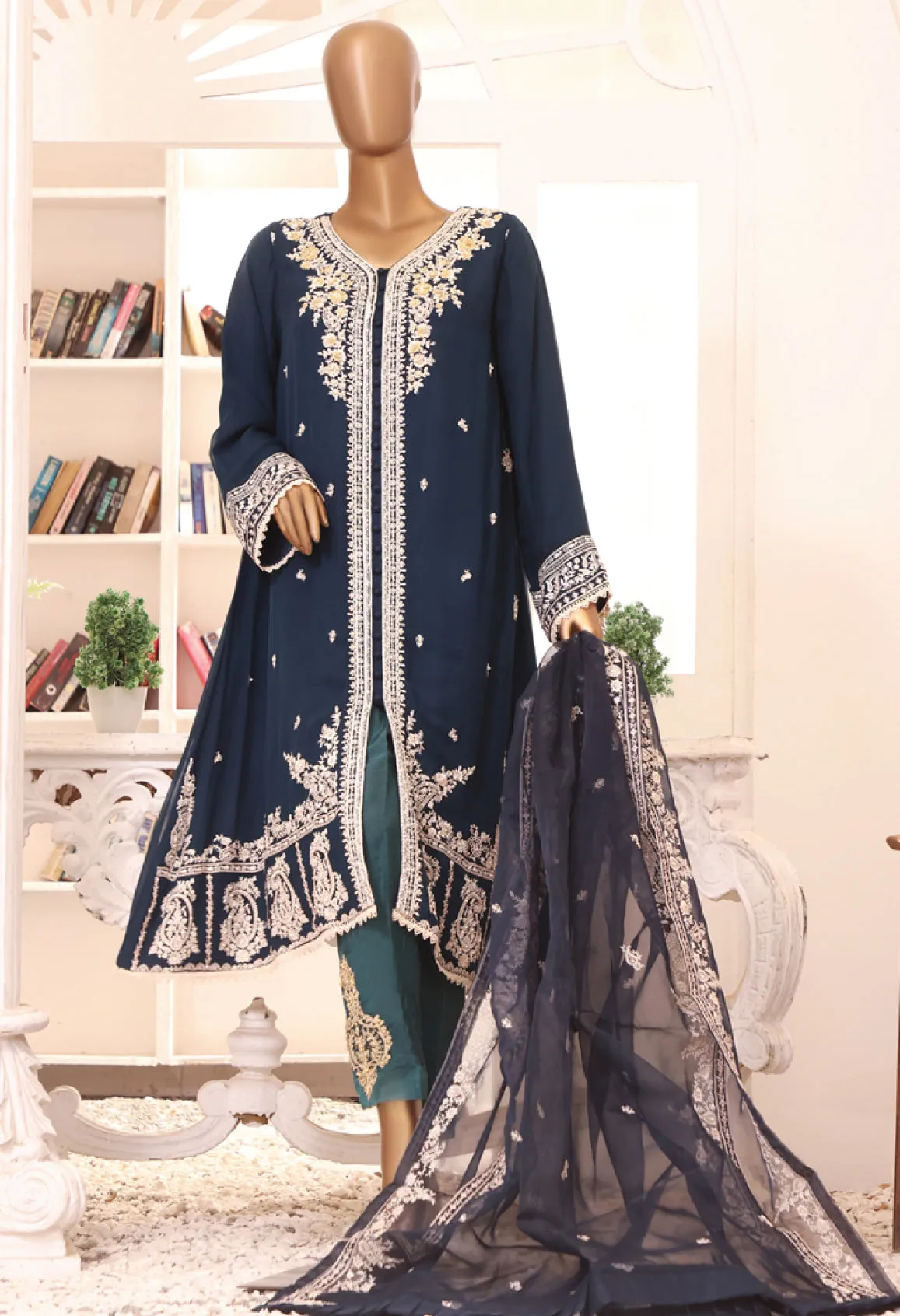 Bin Saeed Stitched 2 Piece Formal Embroidered Chiffon Collection'2022-SPFC-008-Blue