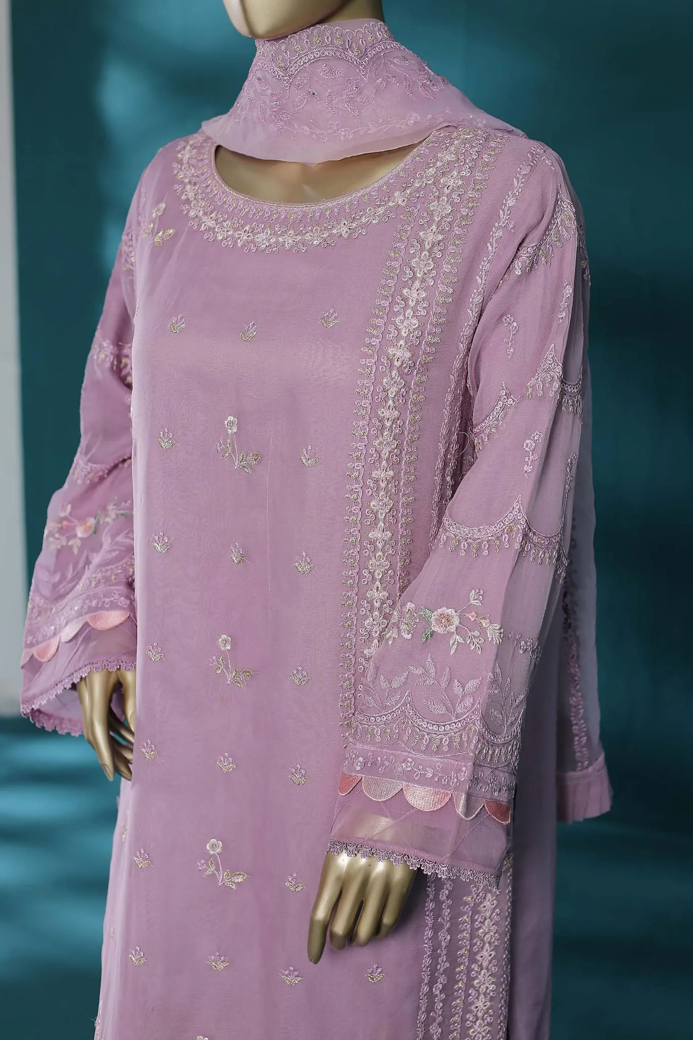 Bin Saeed Stitched 3 Piece Embroidered Chiffon Collection'2023-ZEFC-2008-Move