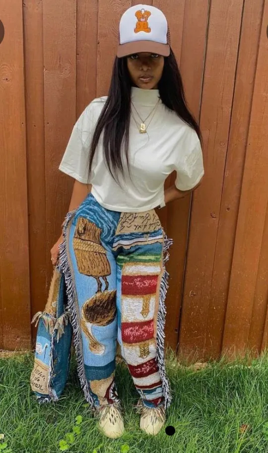Casual Printed Tassel Pants