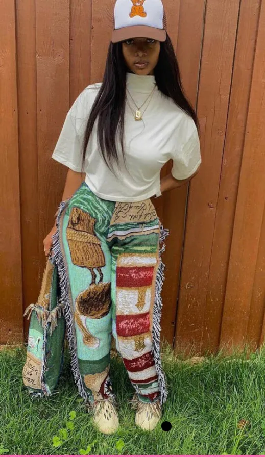Casual Printed Tassel Pants