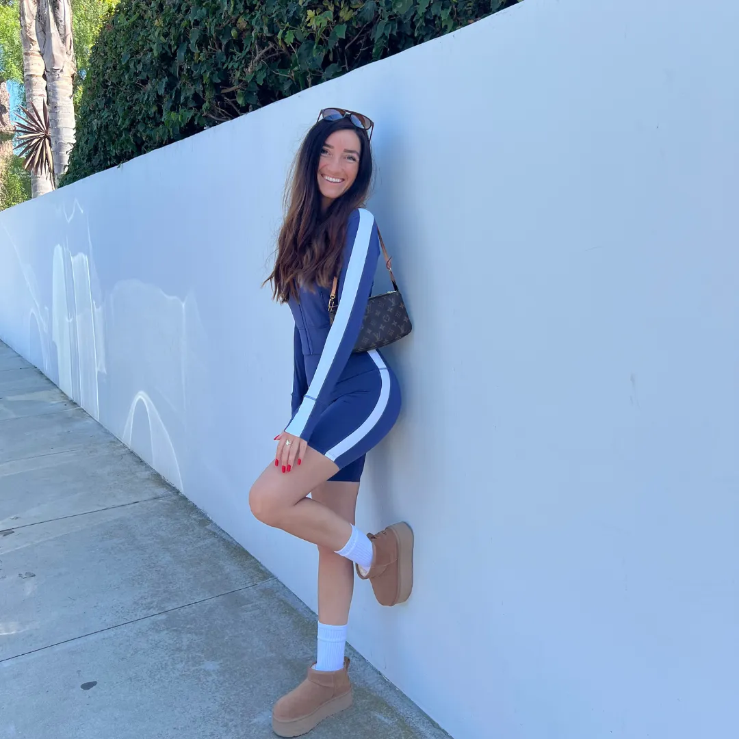 Cropped Jacket with Stripes, Navy/White