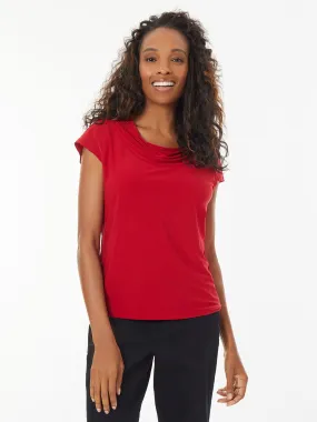 Draped Cowl Neck Jersey Knit Top