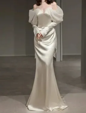 Formal Wear Dresses Ivory Straps Off Shoulder Mermaid Long Prom Dress Prom Dresses Shops Formal Women's Dresses
