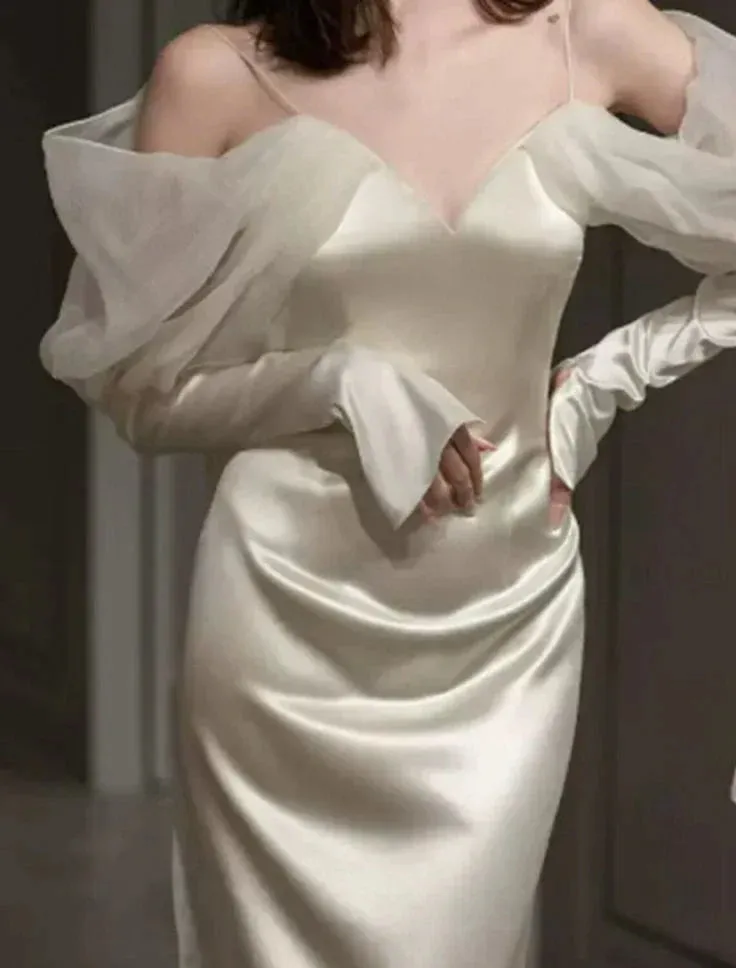 Formal Wear Dresses Ivory Straps Off Shoulder Mermaid Long Prom Dress Prom Dresses Shops Formal Women's Dresses