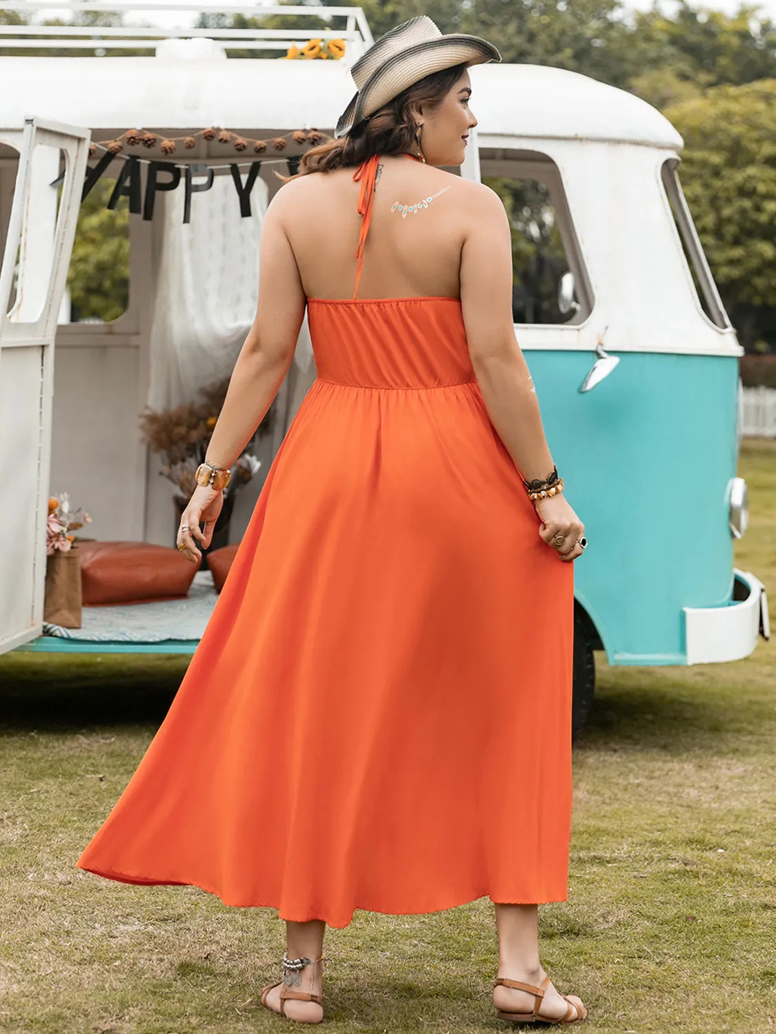 Just BE. 72  HRZ Halter Neck Midi Dress