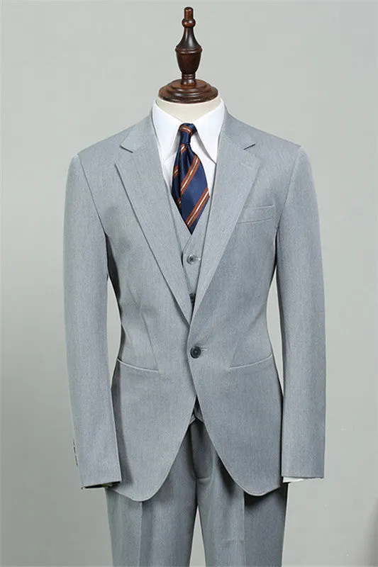 Light Blue Three Pieces Men Suits for Business Jacket Vest Pants