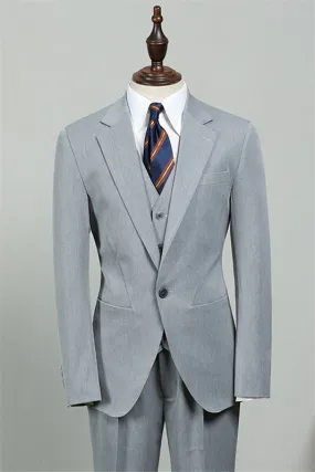Light Blue Three Pieces Men Suits for Business Jacket Vest Pants