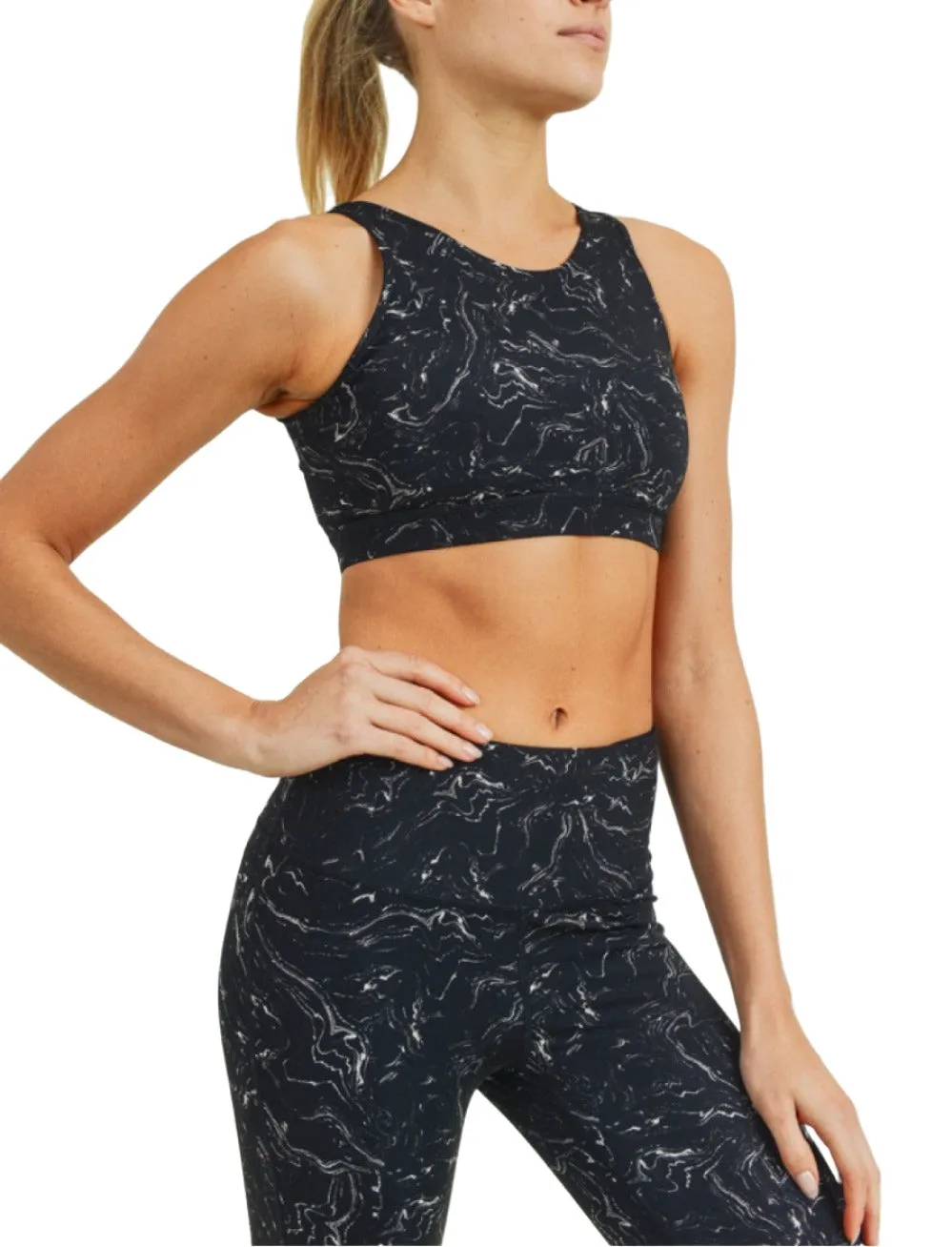 Mono B Marble Swirl Strap Back Sports Bra AT2705