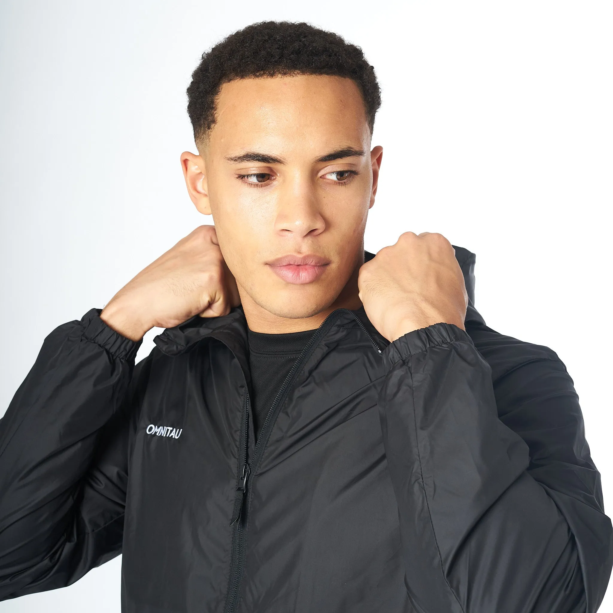 Omnitau Men's Team Sports Recycled Spray Jacket - Black