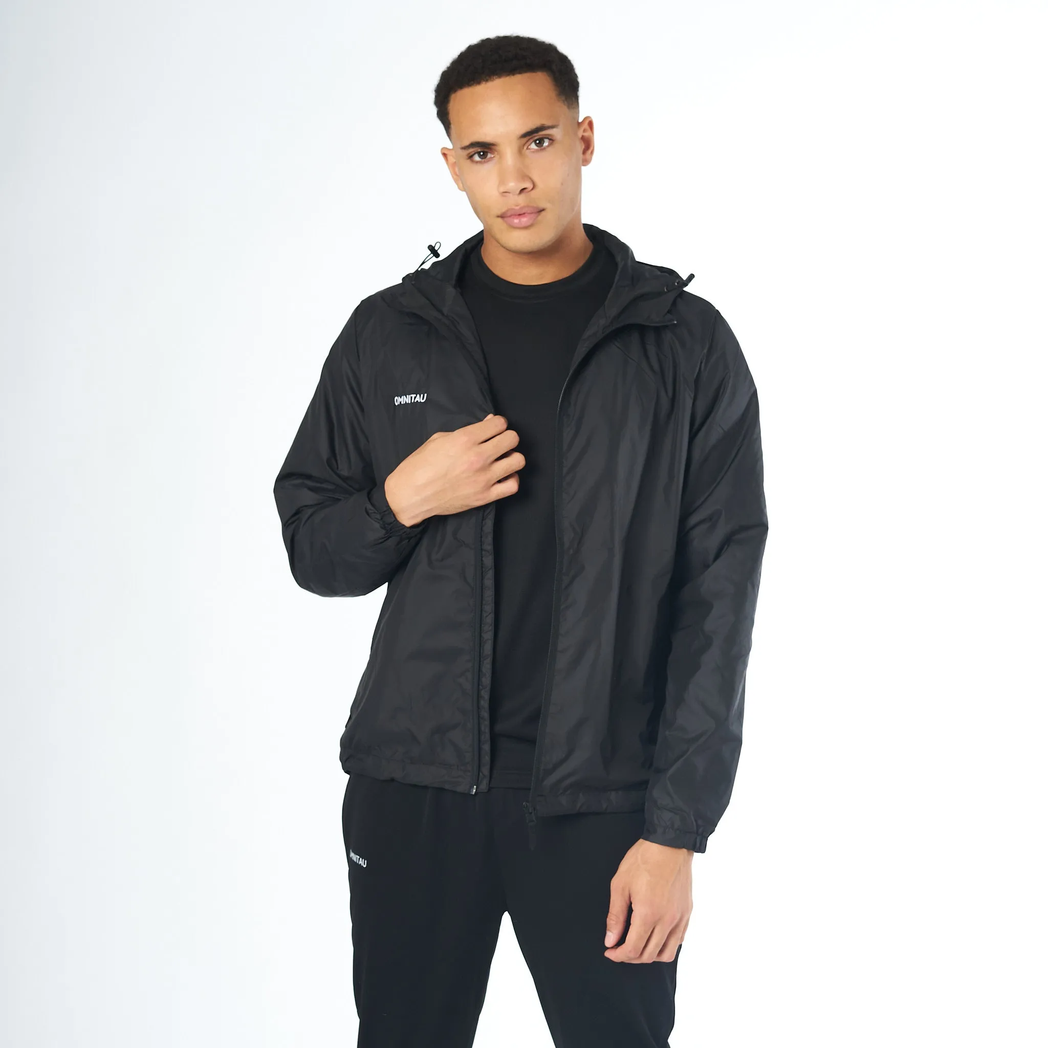 Omnitau Men's Team Sports Recycled Spray Jacket - Black