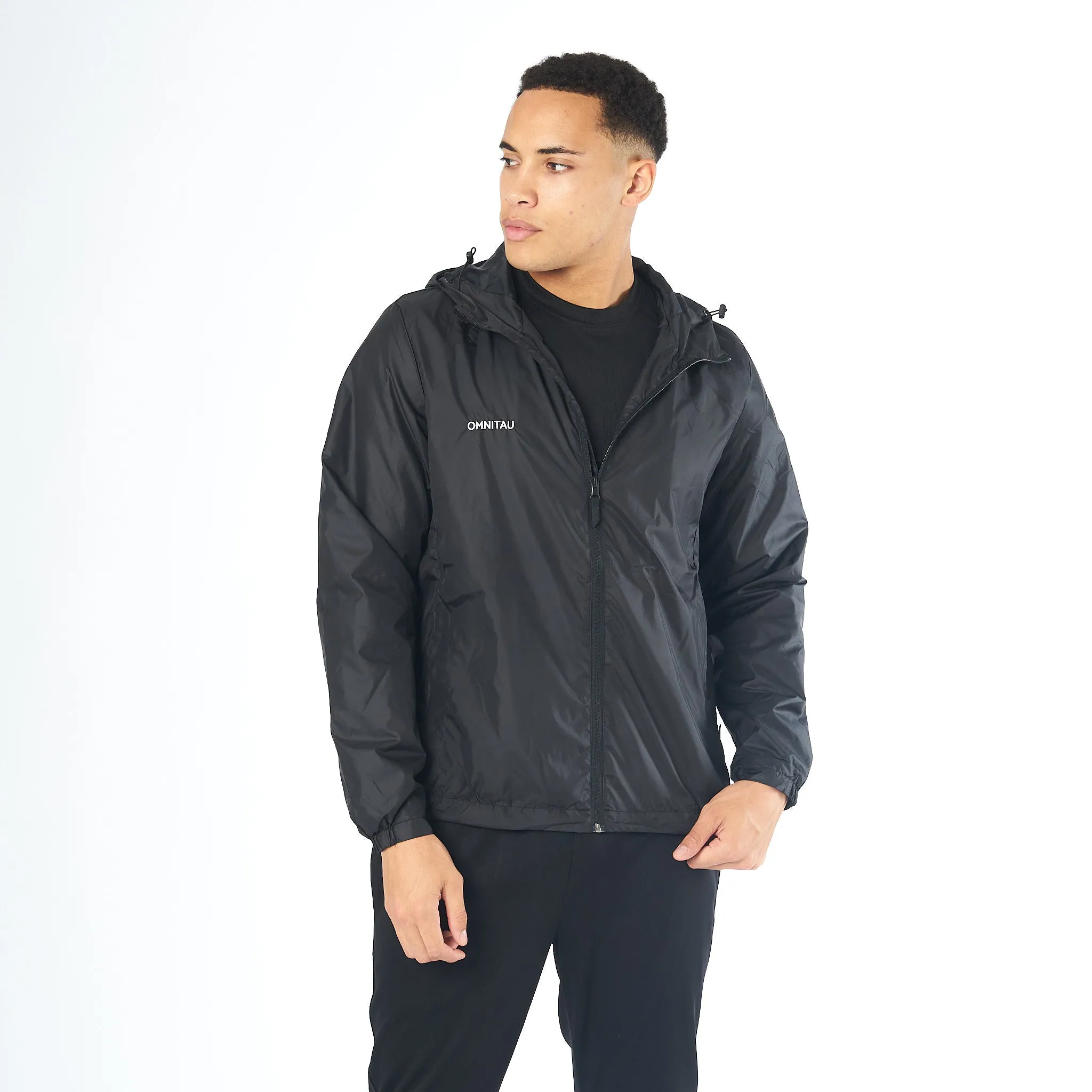 Omnitau Men's Team Sports Recycled Spray Jacket - Black