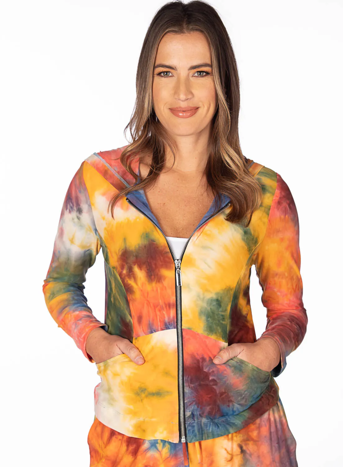 Tie Dye Zip Up Hooded Jacket