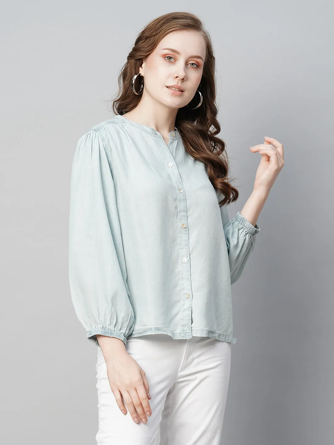 Women's Blue Excel Regular Fit Blouse