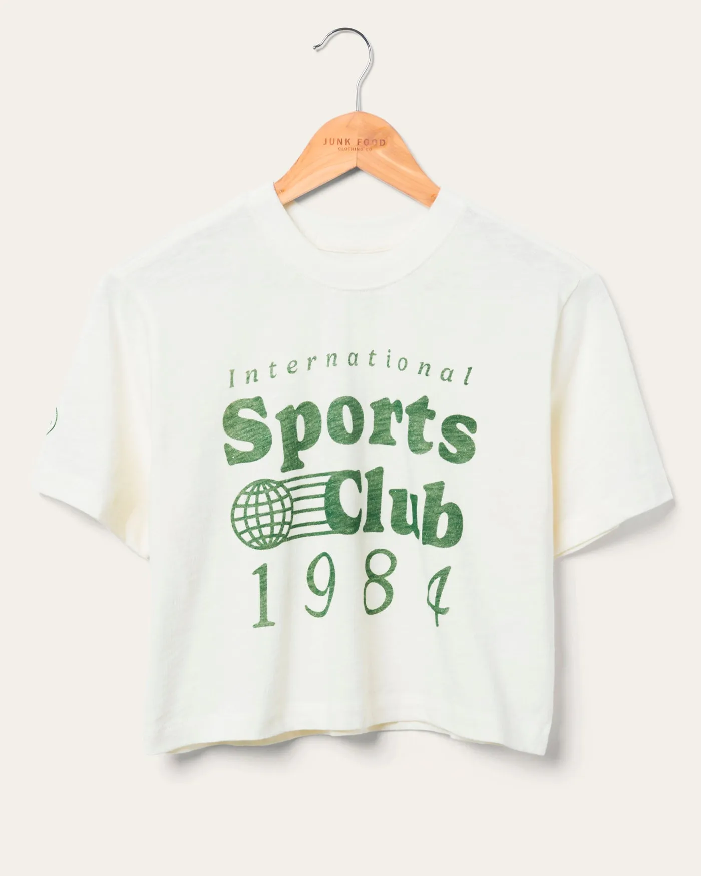 Women's International Sports Club 1984 Mock Neck Crop Tee