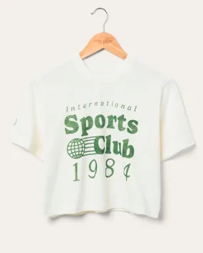 Women's International Sports Club 1984 Mock Neck Crop Tee