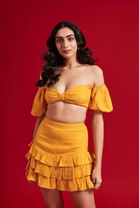 Yellow Mini Frill Skirt